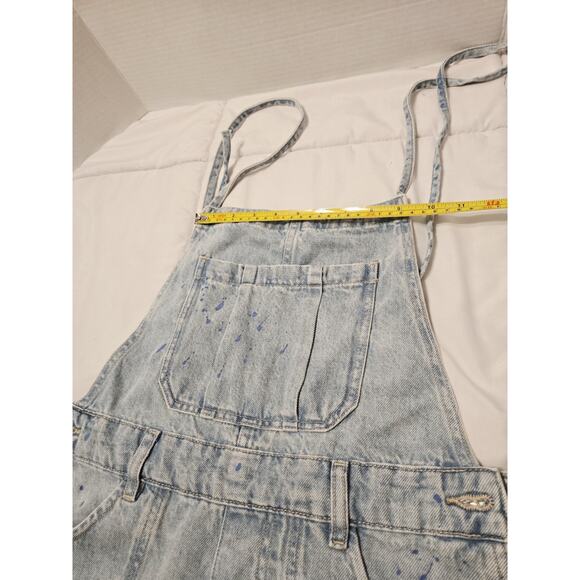 Free People We The Free Dye Denim Shortalls Sz S Ziggy Short Overalls Cotton - Picture 3 of 8
